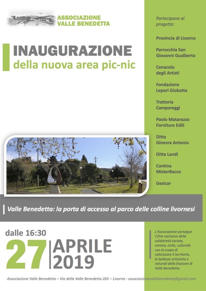 Valle Benedetta :la porta di accesso al parco delle colline livornesi- inagurazione nuova area
